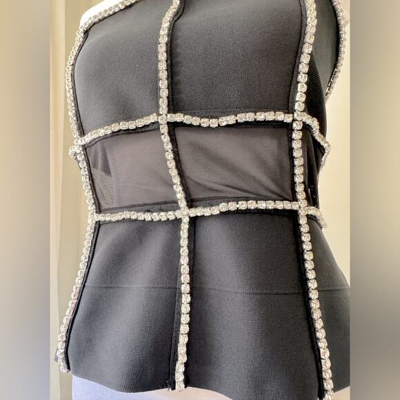 NWT Bella Barnett Black Rhinestone Tube Top - Picture 5 of 9